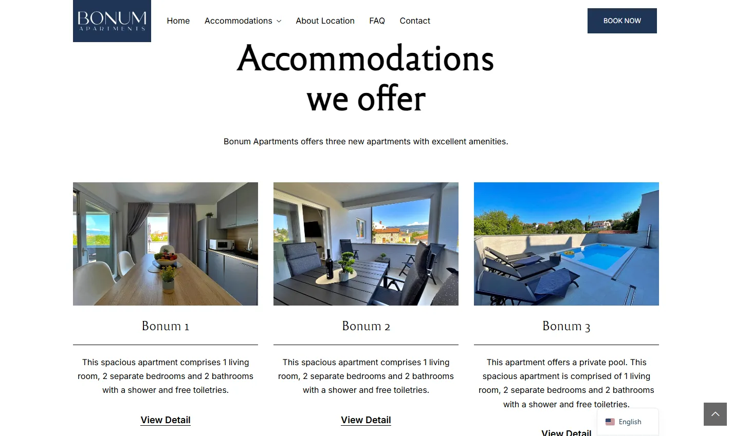 Novi pregled apartmana na webu Bonum Apartments